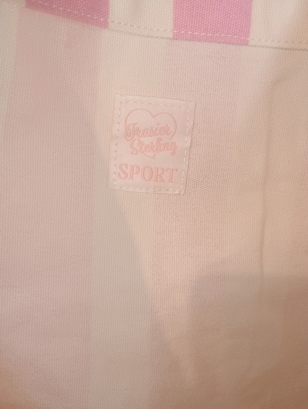 Frasier Sterling Sport Pink & White Striped Beach  Tote Bag - Picture 4 of 5